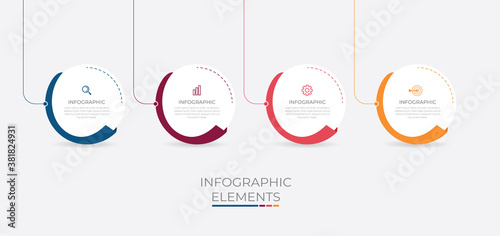 Business infographic element with 4 options, steps, number vector template design 