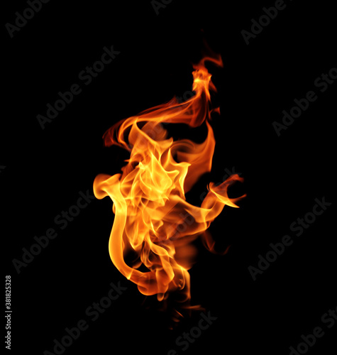 Fire on the black background