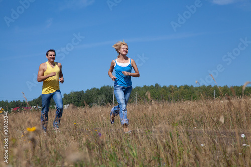 middle-aged people jogging