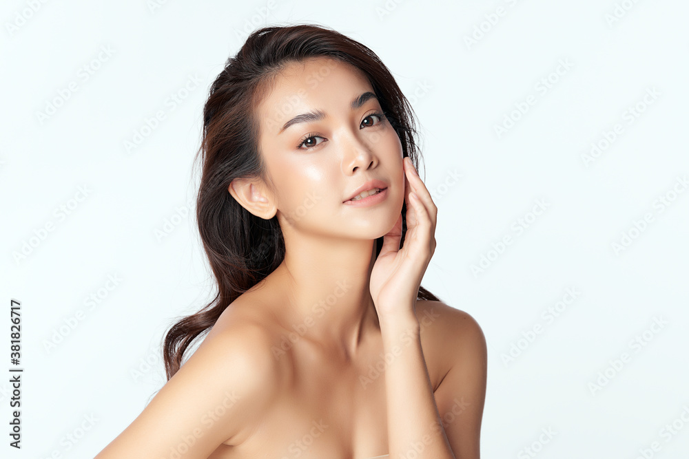 Beautiful young asian woman with clean fresh skin on white background, Face care, Facial treatment, Cosmetology, beauty and spa, Asian women portrait Beautiful young asian woman with clean fresh skin on white background, Face care, Facial treatment, Cosmetology, beauty and spa, Asian women portrait