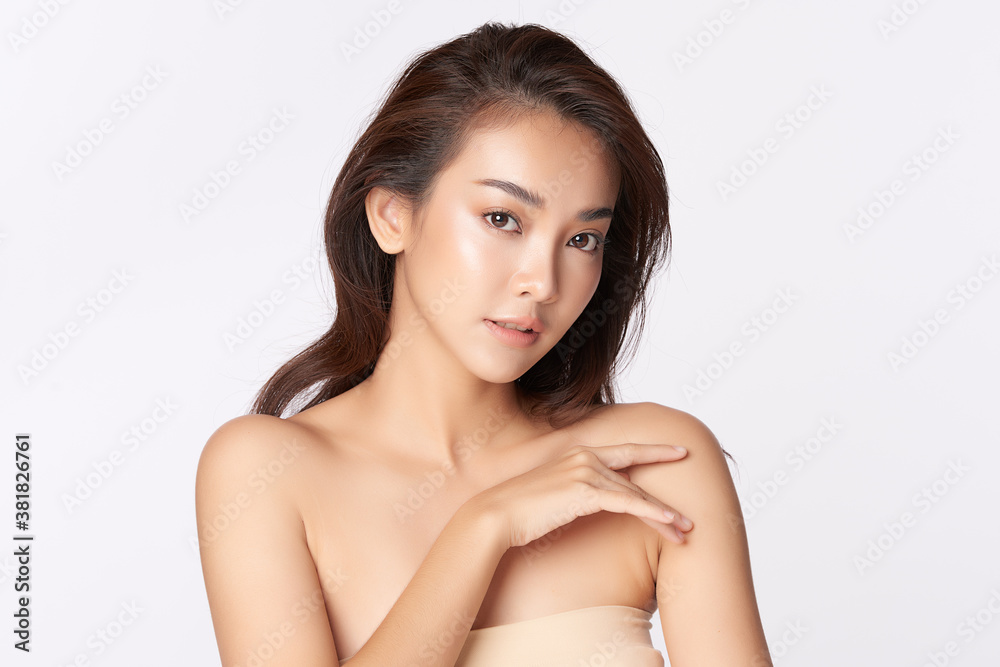 Beautiful young asian woman with clean fresh skin on white background, Face care, Facial treatment, Cosmetology, beauty and spa, Asian women portrait Beautiful young asian woman with clean fresh skin on white background, Face care, Facial treatment, Cosmetology, beauty and spa, Asian women portrait