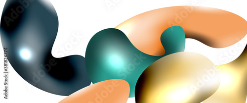 Bubbles abstract background. Liquid splashes on white vector template