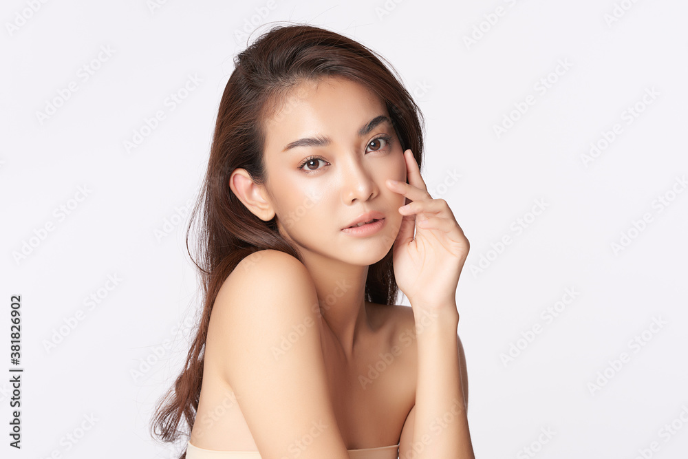 Beautiful young asian woman with clean fresh skin on white background, Face care, Facial treatment, Cosmetology, beauty and spa, Asian women portrait Beautiful young asian woman with clean fresh skin on white background, Face care, Facial treatment, Cosmetology, beauty and spa, Asian women portrait