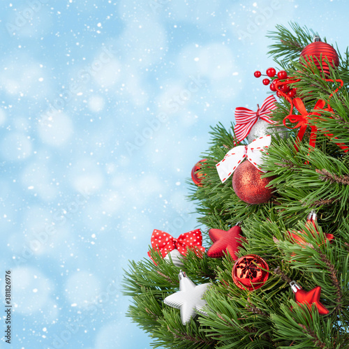 Christmas greeting card with fir tree