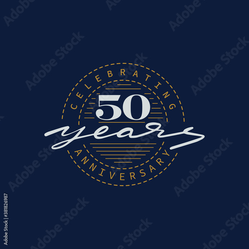 50 years anniversary pictogram vector icon, 50th year birthday logo label.