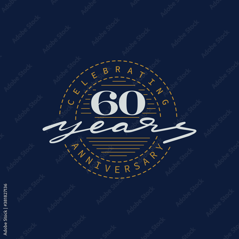 Fototapeta premium 60 years anniversary pictogram vector icon, 60th year birthday logo label.