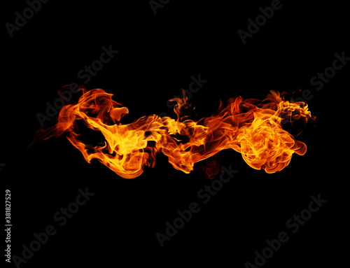 Fire flames black background © photodeedooo