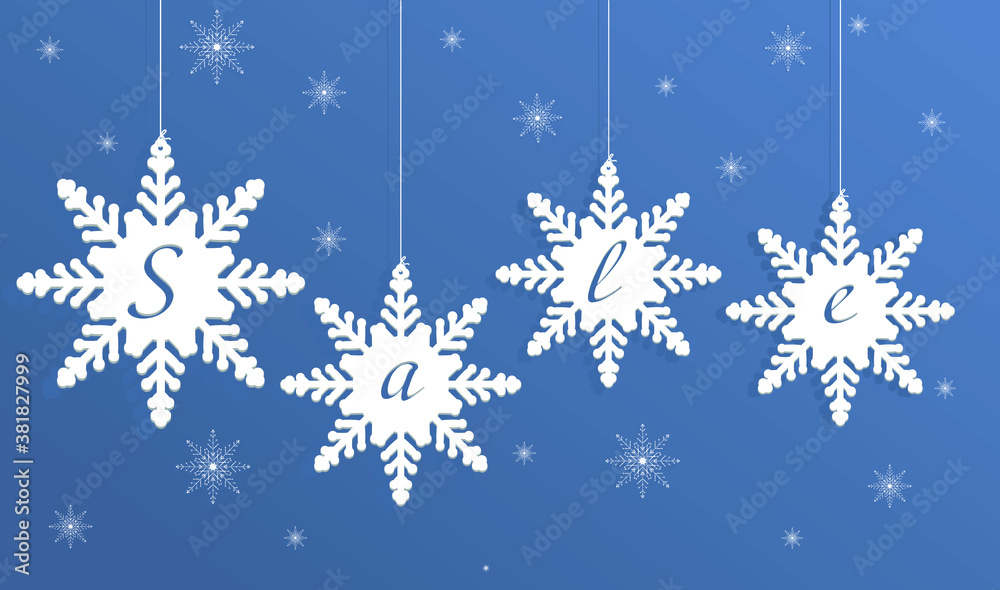 design by big winter sale card on snowflakes design by big winter sale card on snowflakes
