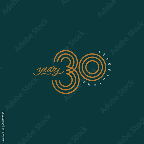 30 years anniversary pictogram vector icon, 30th year birthday logo label.