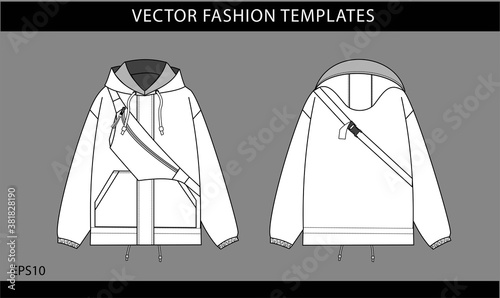 Lightweight puffer jacket. winter jacket isolated. Technical vector sketch. 