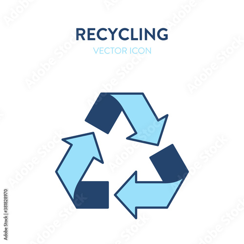 Recycling arrows icon. Vector illustration of a recycling symbol. Represents concept of environmental conservation, waste reuse symbol, eco-friendly materials