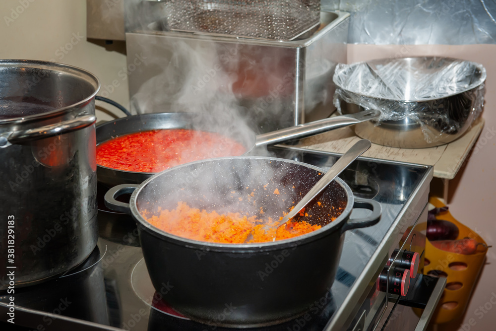 Vegetable tomato soup . The process of cooking vegetable tomato gazpacho soup in the cooking class. Restaurant food Vegetable tomato soup . The process of cooking vegetable tomato gazpacho soup in the cooking class. Restaurant food