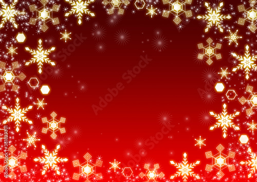 クリスマス 雪の結晶 背景 フレーム イラスト 赤