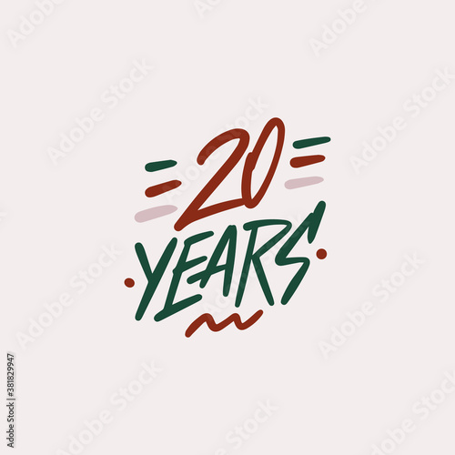 20 years anniversary pictogram vector icon, 20th year birthday logo label.