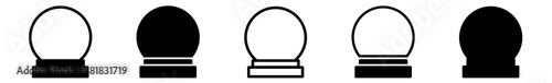 Crystal Ball Icon Black | Sphere Glass Illustration | Magic Crystal Globe Symbol | Fortune Teller Logo | Prediction Sign | Isolated | Variations