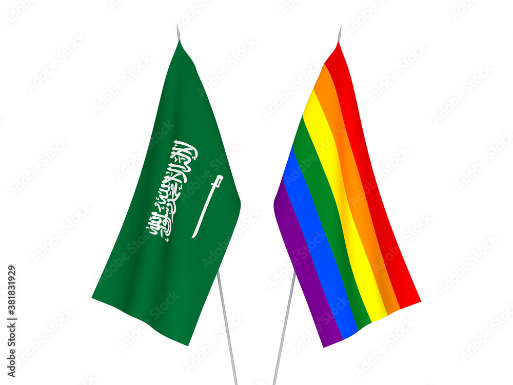 Saudi Arabia and Rainbow gay pride flags Saudi Arabia and Rainbow gay pride flags