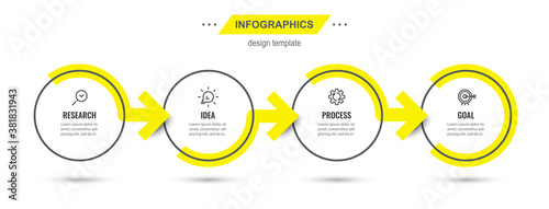 Vector Infographic design template with 4 options or steps. Can be used for process diagram, presentations, workflow layout, banner, flow chart, info graph.
