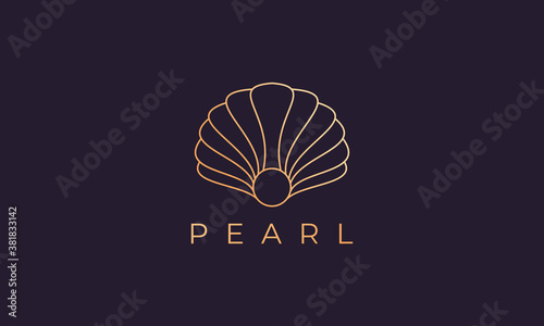 luxury and elegant gold colored pearl shell logo template