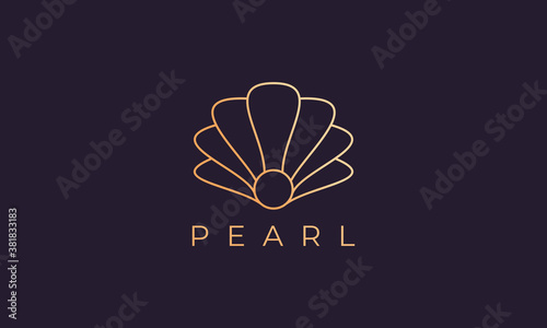 luxury and elegant gold colored pearl shell logo template