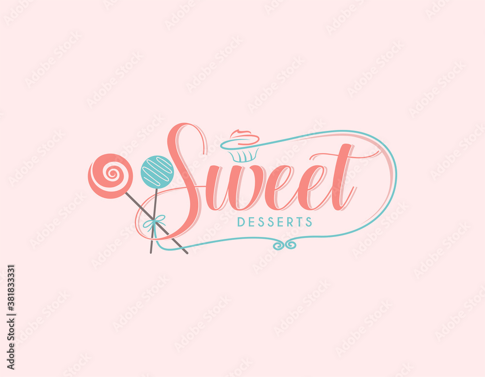 Sweet dessert logo design illustration.