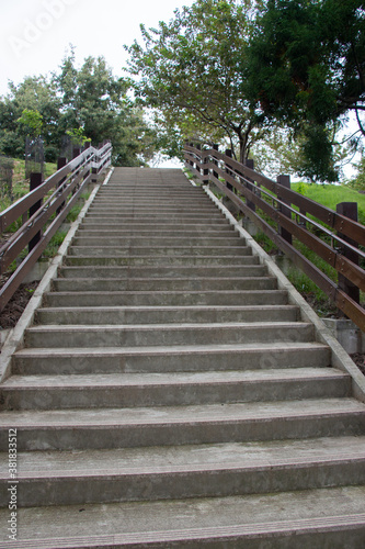 Cement stairs beside the road