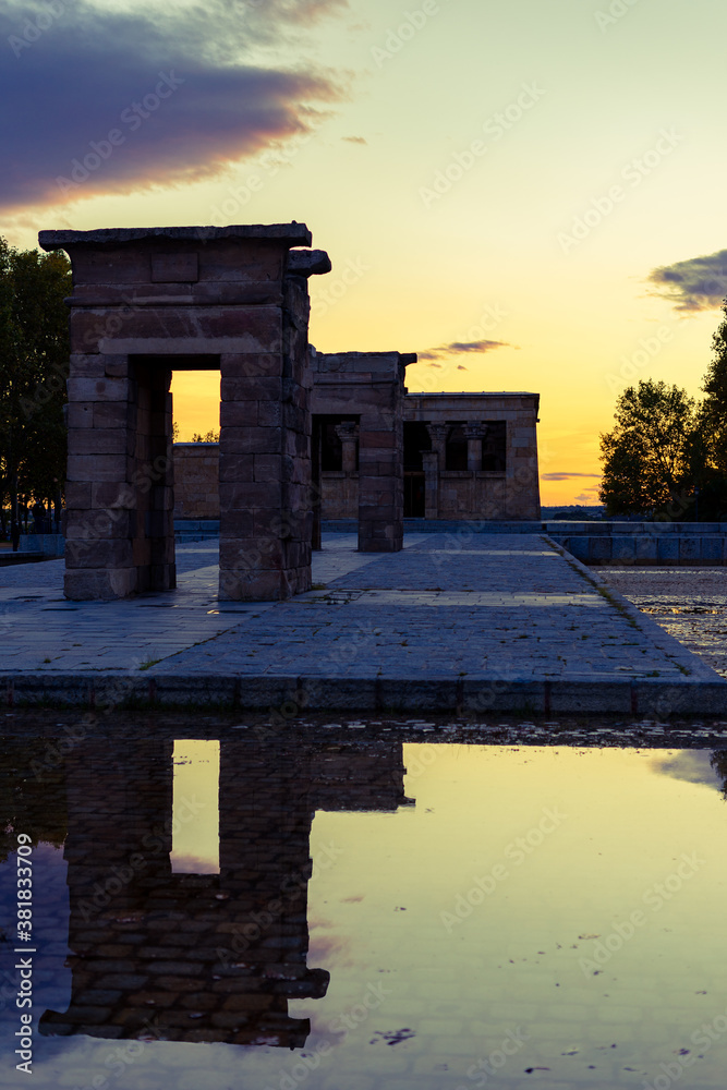 Temple of Debod in Madrid, Spain at sunset