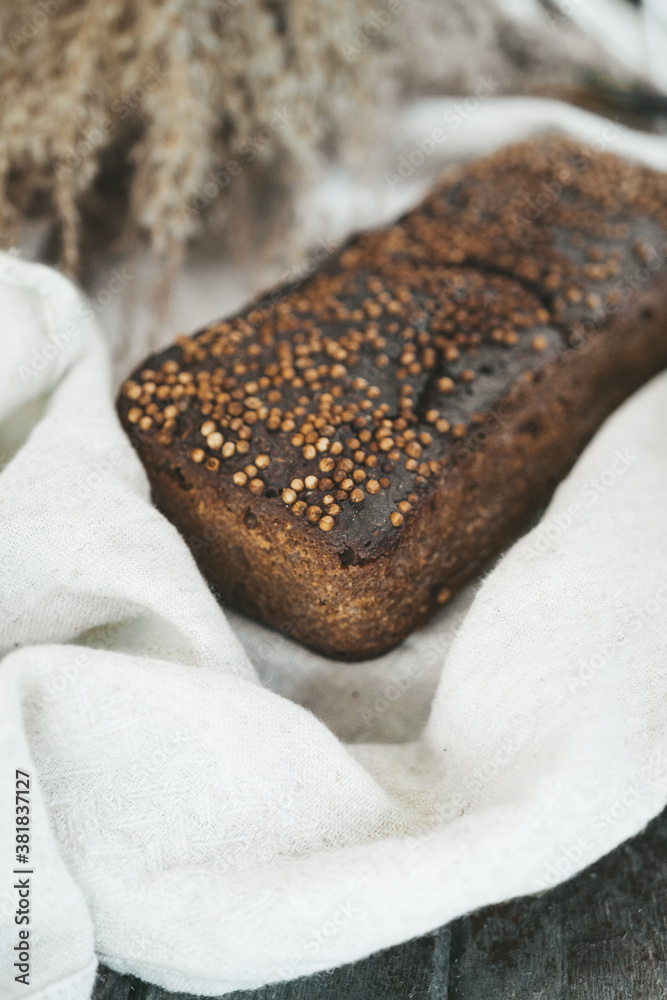 Traditional rectangular rye bread