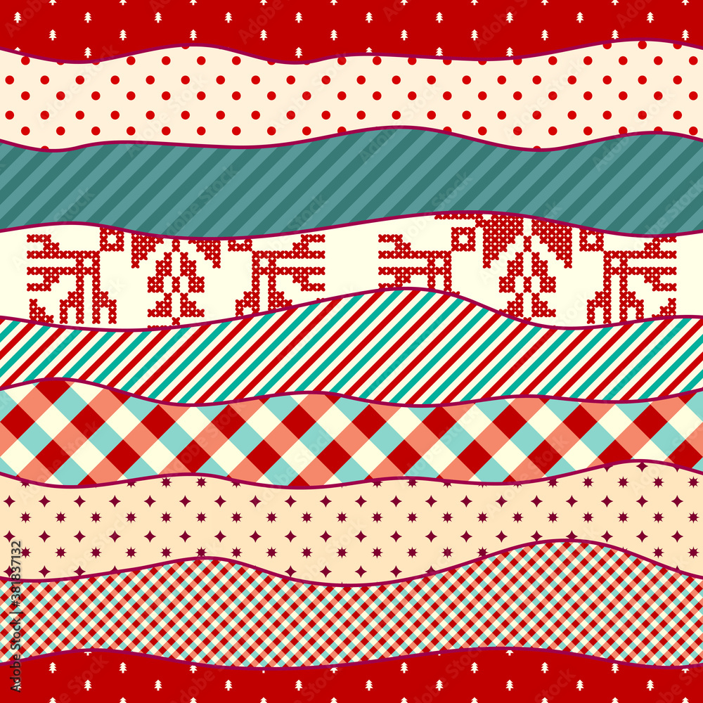 Seamless background pattern. Christmas Patchwork pattern. Vector image Seamless background pattern. Christmas Patchwork pattern. Vector image