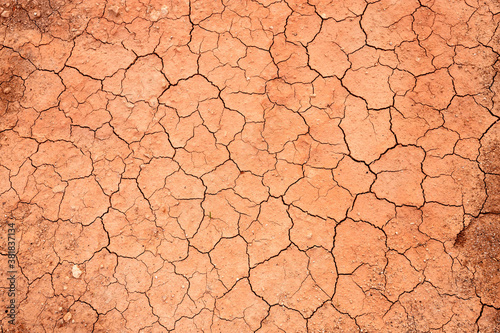 Dry, cracked ground into the dry season. Global warming and climate change.