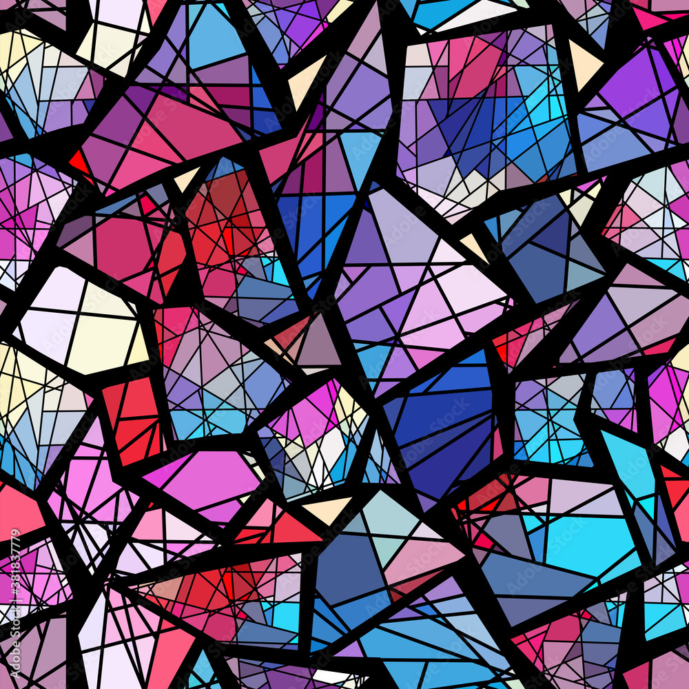 Fototapeta premium Seamless mosaic art pattern. Collage with broken mosaic. Vector image.