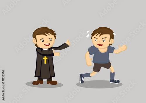 A Christian priest asking a man to join his religious.