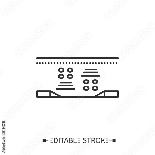 Tactile guidance line icon. Braille. Blind people tactile orientation. Accessible city. Barriers-free environment and social adapting for disabled people.Isolated vector illustration. Editable stroke 