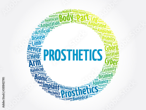 Prosthetics word cloud collage, medical concept background