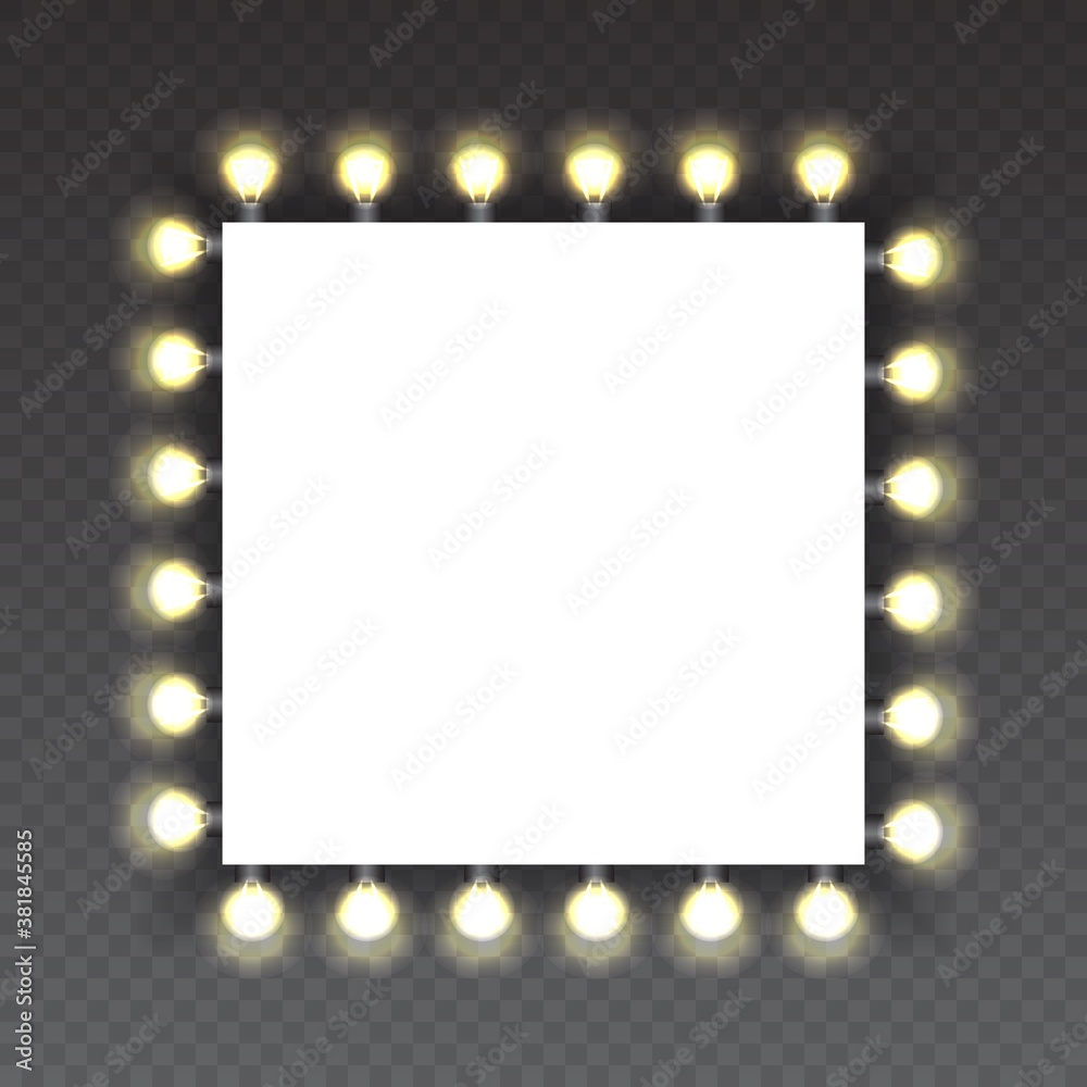 Christmas lights, Glowing garland realistic isolated realistic for Xmas Holiday cards, banners, posters. Vector illustration