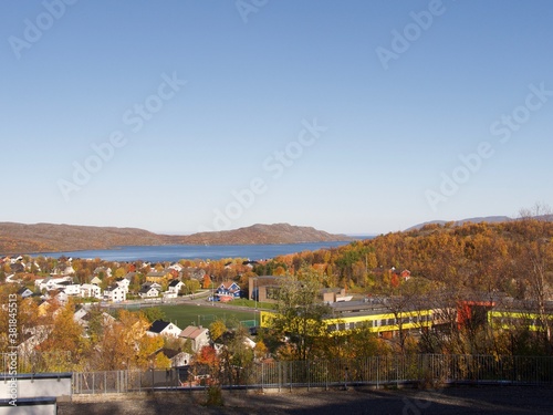 Autumn in  town of Kirkenes , North of Norway,  view from mountains photo