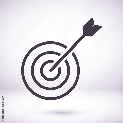 Target with an arrow flat icon concept market goal vector picture image. Concept target market, audience, group, consumer. Bullseye or goal Isolated sign © Stanislav