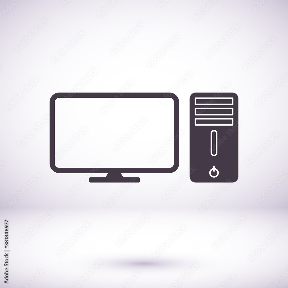 PC Icon Vector. Simple flaticon. Perfect black pictogram illustration on a white background. PC Icon Vector. Simple flaticon. Perfect black pictogram illustration on a white background.