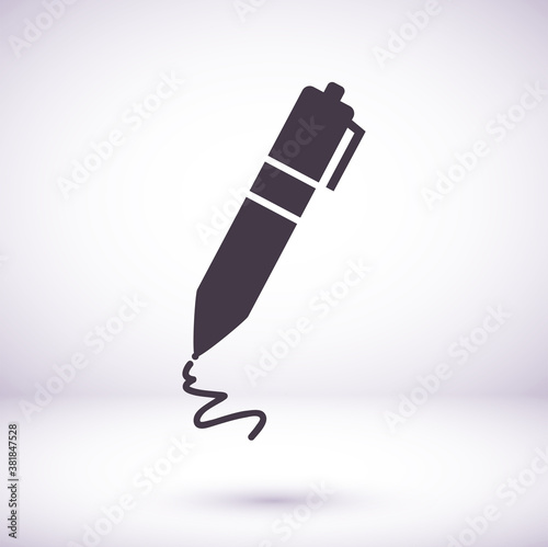 Pen vector icon. Black simple vector icon isolated on white background. vector icon Fountain pen silhouette. Web site page and mobile