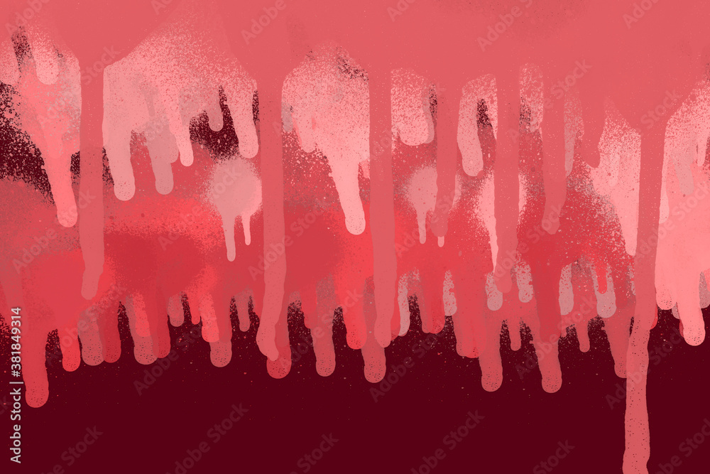 Red spray paint ink texture. Graffiti painting on the wall. Street art and vandalism. Digitally airbrushed paper background.