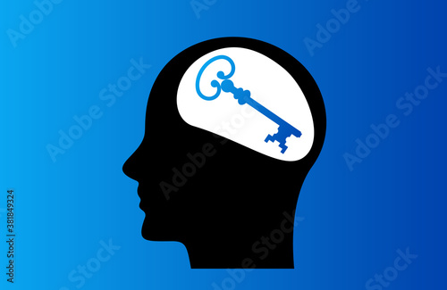 the head of a man with a clue to the situation in his brain.