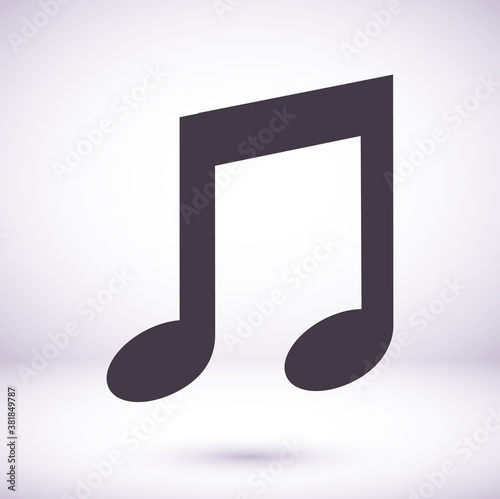 Music icon vector, Melody, song, note, sound, audio sign Isolated on white background icon vector. Trendy Flat style for graphic design, logo icon vector, Web site, social media