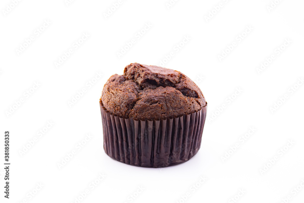 chocolate muffin isolated on white 