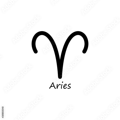 Aries icon. Zodiac line black symbol. Vector isolated on white.