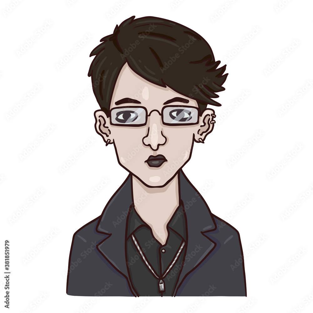Vector Cartoon Character - Goth Girl in Black Clothes Vector Cartoon Character - Goth Girl in Black Clothes