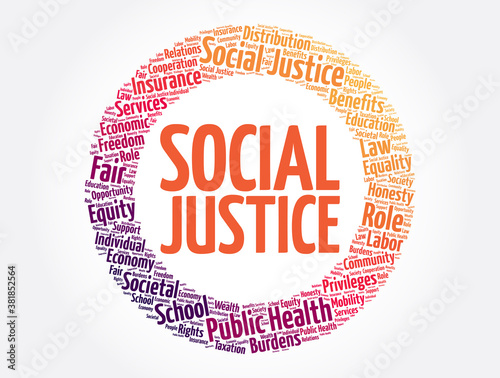 Social Justice word cloud, law concept background