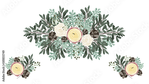 クリスマスのリースキャンドルイラスト