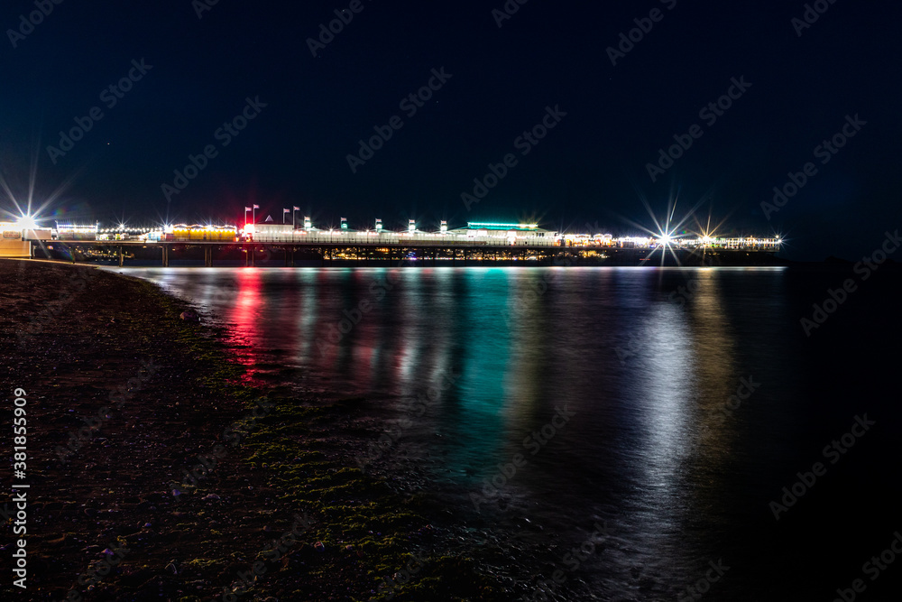 Paignton Pier Illuminated At Night