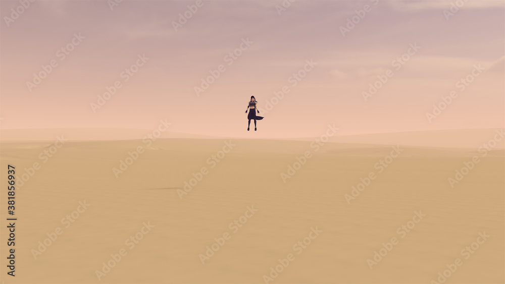 Superhero and Super villain Face off in a Dusty Desert 3d illustration Superhero and Super villain Face off in a Dusty Desert 3d illustration