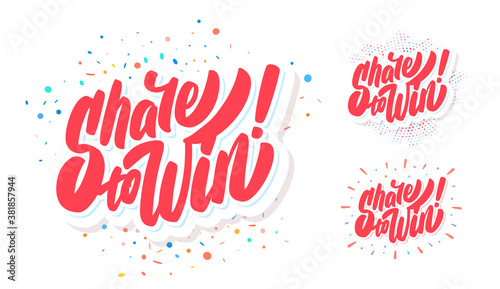 Share to win. Vector banners set. © Alex Gorka