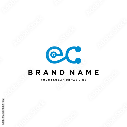 letter EC stethoscope design logo concept
